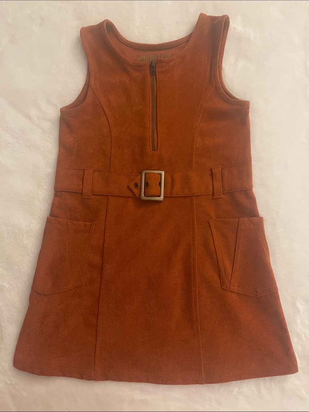 Genuine Kids Suede Belted Jumper-Dress - Rust SZ 5T - Picture 1 of 3